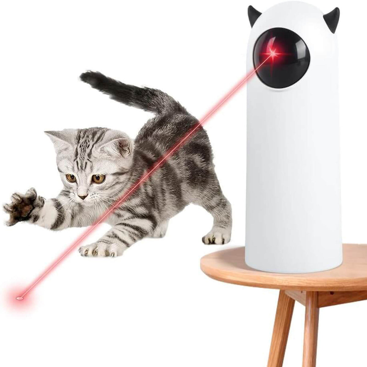 Automatic Laser Cat Toy, Cord/Battery Powered Automatic Cat Toy with 2 Speed ​​Modes, 3 Modes, 4 Angles, Adjustable Rotating Ranges and Speed ​​for Cats and Dogs